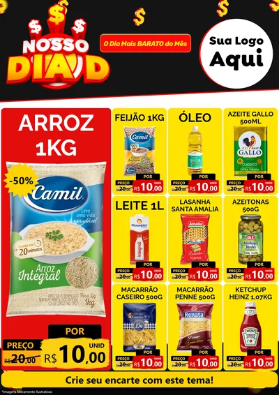 Modelo de Encarte para Encarte A4 Vertical com o tema Nosso Dia D para Supermercado