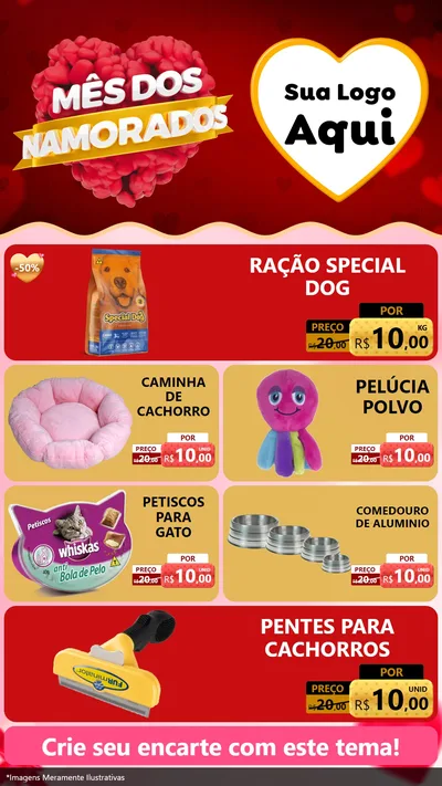 Modelo de TV para TV Vertical com o tema Mês dos Namorados para Pet Shop
