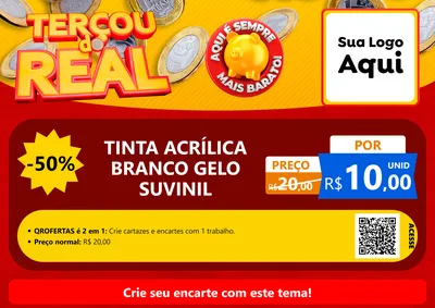 Modelo de Cartaz para Cartaz A4 Horizontal com o tema Terçou do Real para Tintas e Ferramentas