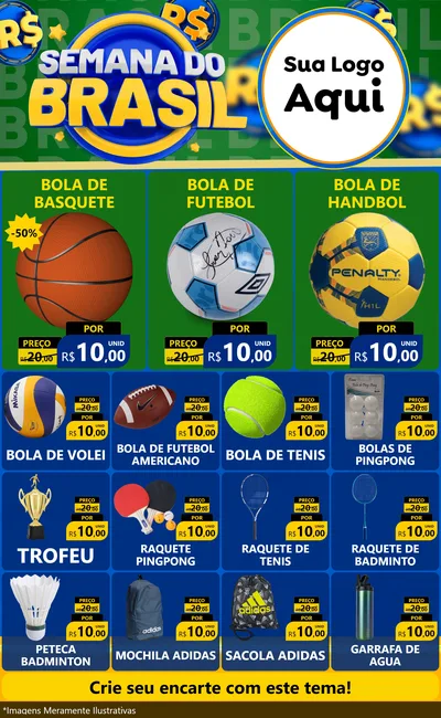 Modelo de Encarte para Encarte Grande com o tema Semana Do Brasil para Artigos Esportivos