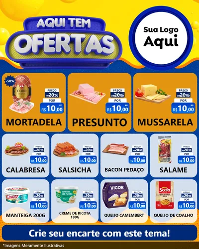 Modelo de Rede Social para Feed Instagram com o tema Aqui Tem Ofertas para Frios e Laticínios