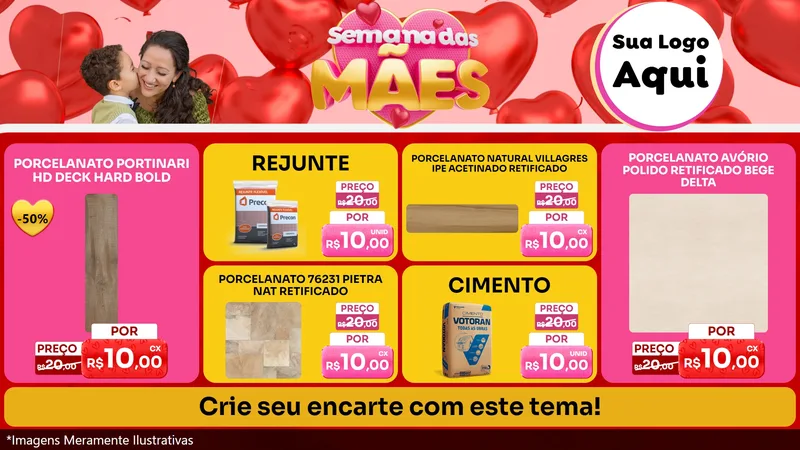 Modelo de TV para TV Horizontal com o tema Semana Das Mães para Pisos e revestimentos