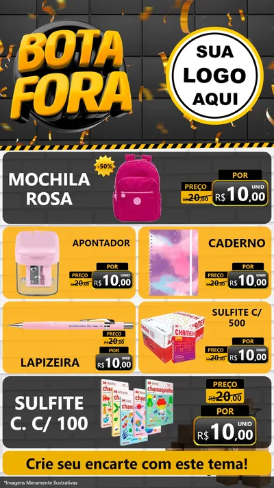 Modelo de TV para TV Vertical com o tema Bota Fora para Papelaria