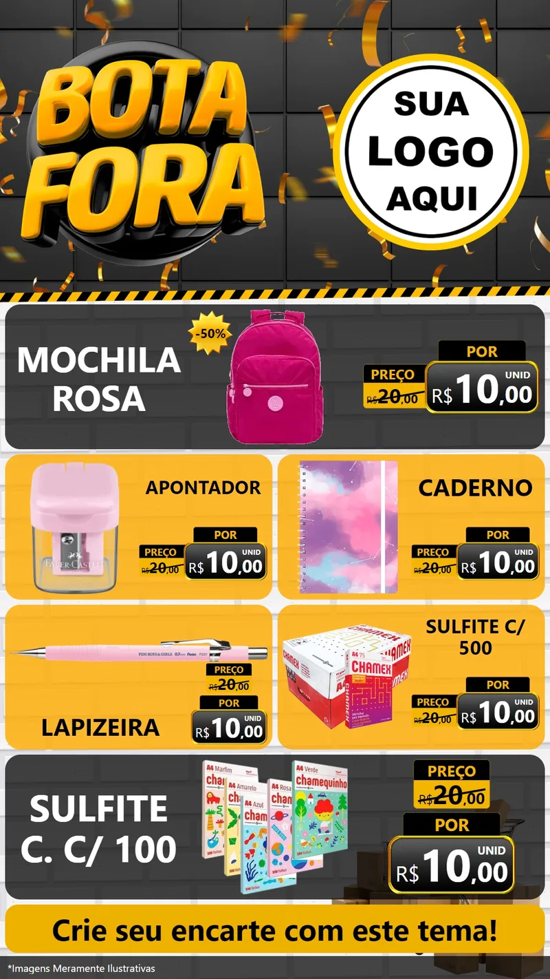 Modelo de TV para TV Vertical com o tema Bota Fora para Papelaria