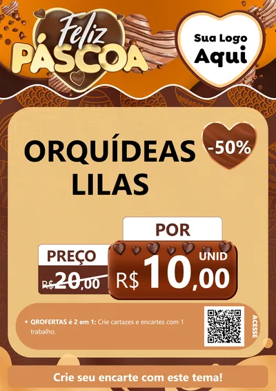 Modelo de Cartaz para Cartaz A4 Vertical com o tema Feliz Páscoa para Floricultura e jardim