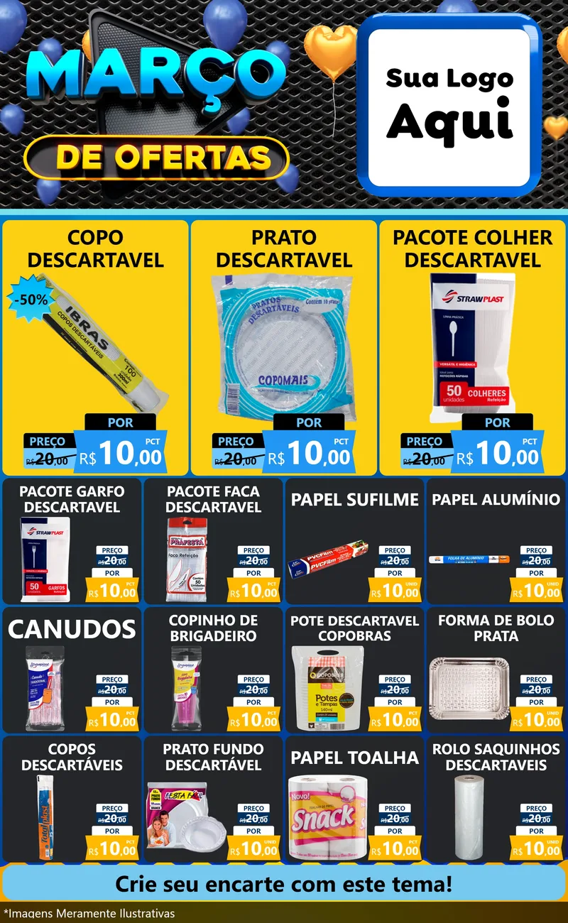Modelo de Encarte para Encarte Grande com o tema Março de Ofertas para Embalagens