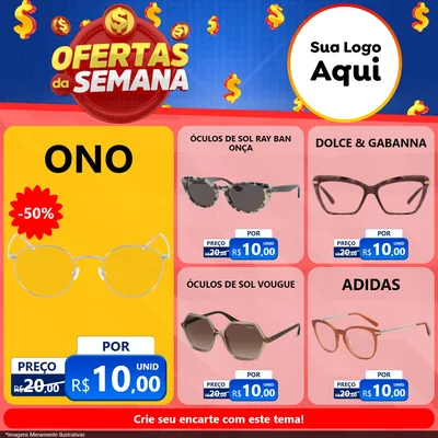 Modelo de Rede Social para Feed Facebook com o tema Ofertas Da Semana para Óticas