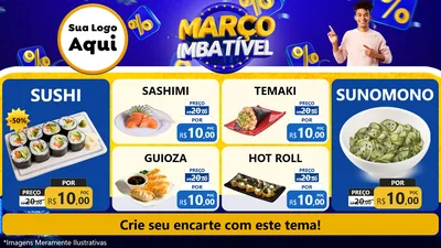 Modelo de TV para TV Horizontal com o tema Março Imbatível para Comida japonesa