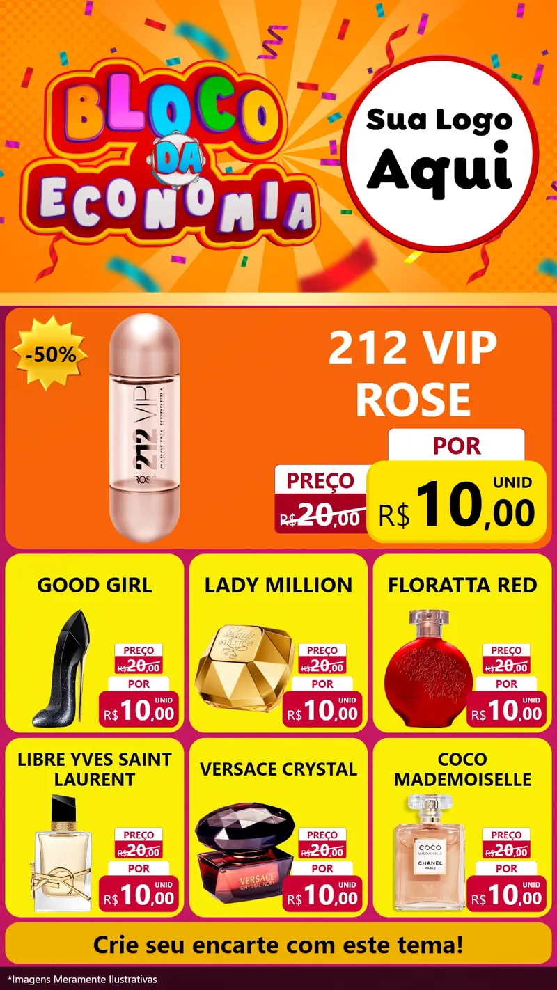 Modelo de Rede Social para Stories com o tema Bloco da Economia para Perfumes