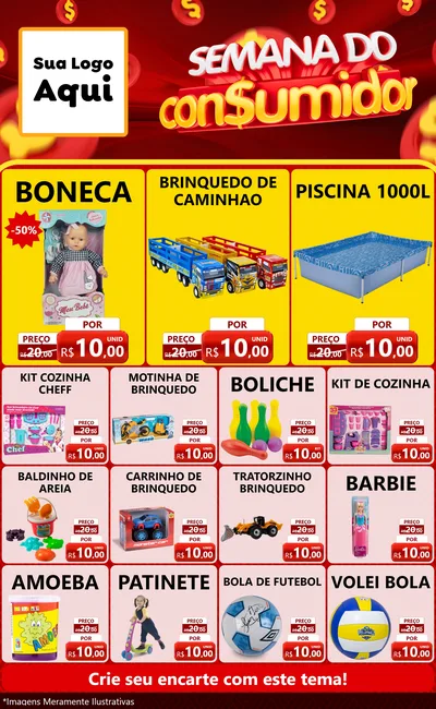 Modelo de Encarte para Encarte Grande com o tema Semana do Consumidor para Brinquedos