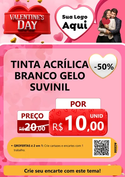 Modelo de Cartaz para Cartaz A4 Vertical com o tema Valentine's Day para Tintas e Ferramentas