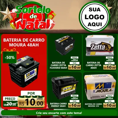 Modelo de Rede Social para Feed Facebook com o tema Sorteio de Natal para Baterias Elétricas