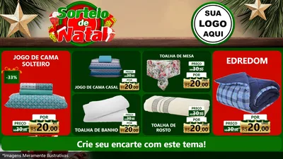 Modelo de TV para TV Horizontal com o tema Sorteio de Natal para Cama, Mesa e Banho