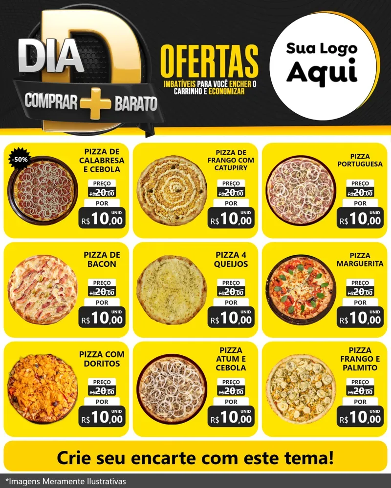 Modelo de Rede Social para Feed Instagram com o tema Dia D Mais Economia para Pizzaria