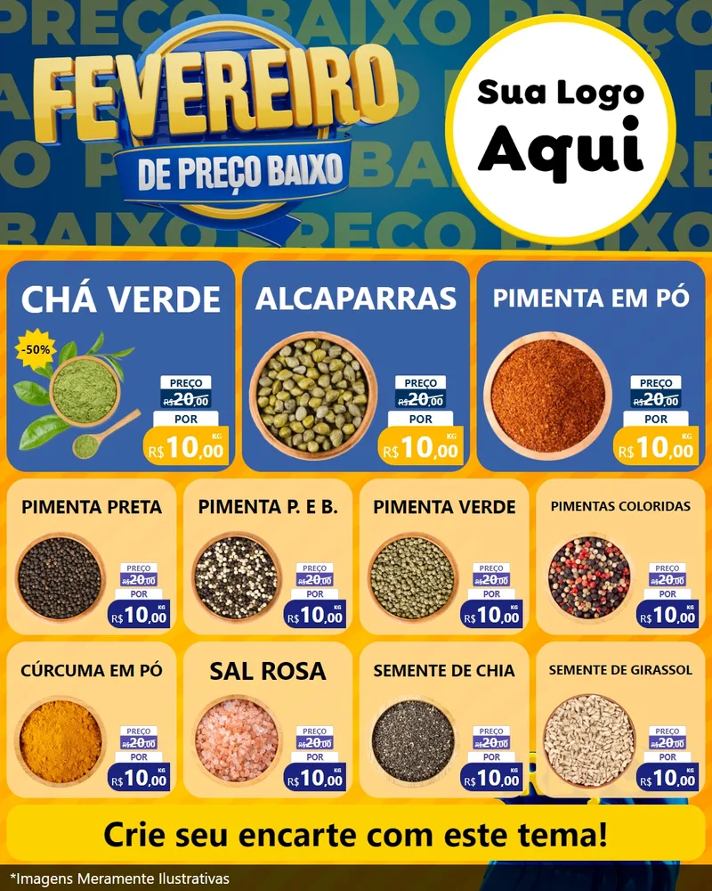 Modelo de Rede Social para Feed Instagram com o tema Fevereiro de Preço Baixo para Produtos Naturais