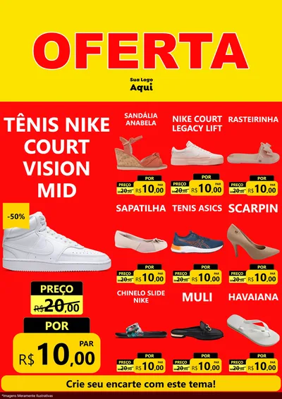 Modelo de Encarte para Encarte A4 Vertical com o tema OFERTA - Vermelho Cartaz para Calçados
