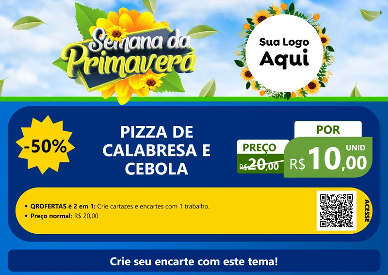 Modelo de Cartaz para Cartaz A4 Horizontal com o tema Semana da Primavera para Pizzaria