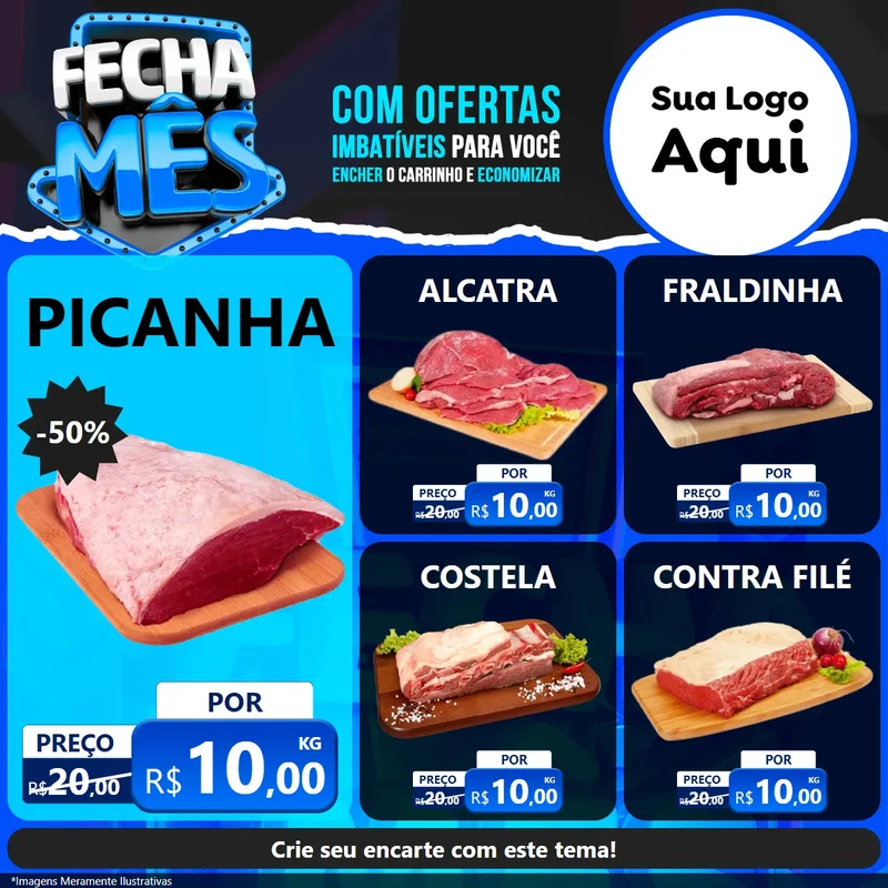 Modelo de Rede Social para Feed Facebook com o tema Fecha Mês para Açougue