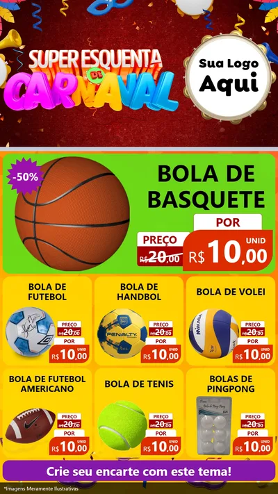 Modelo de Rede Social para Stories com o tema Super Esquenta de Carnaval para Artigos Esportivos