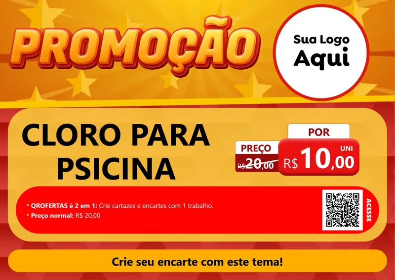 Modelo de Cartaz para Cartaz A4 Horizontal com o tema Promoção para Produtos para Piscina