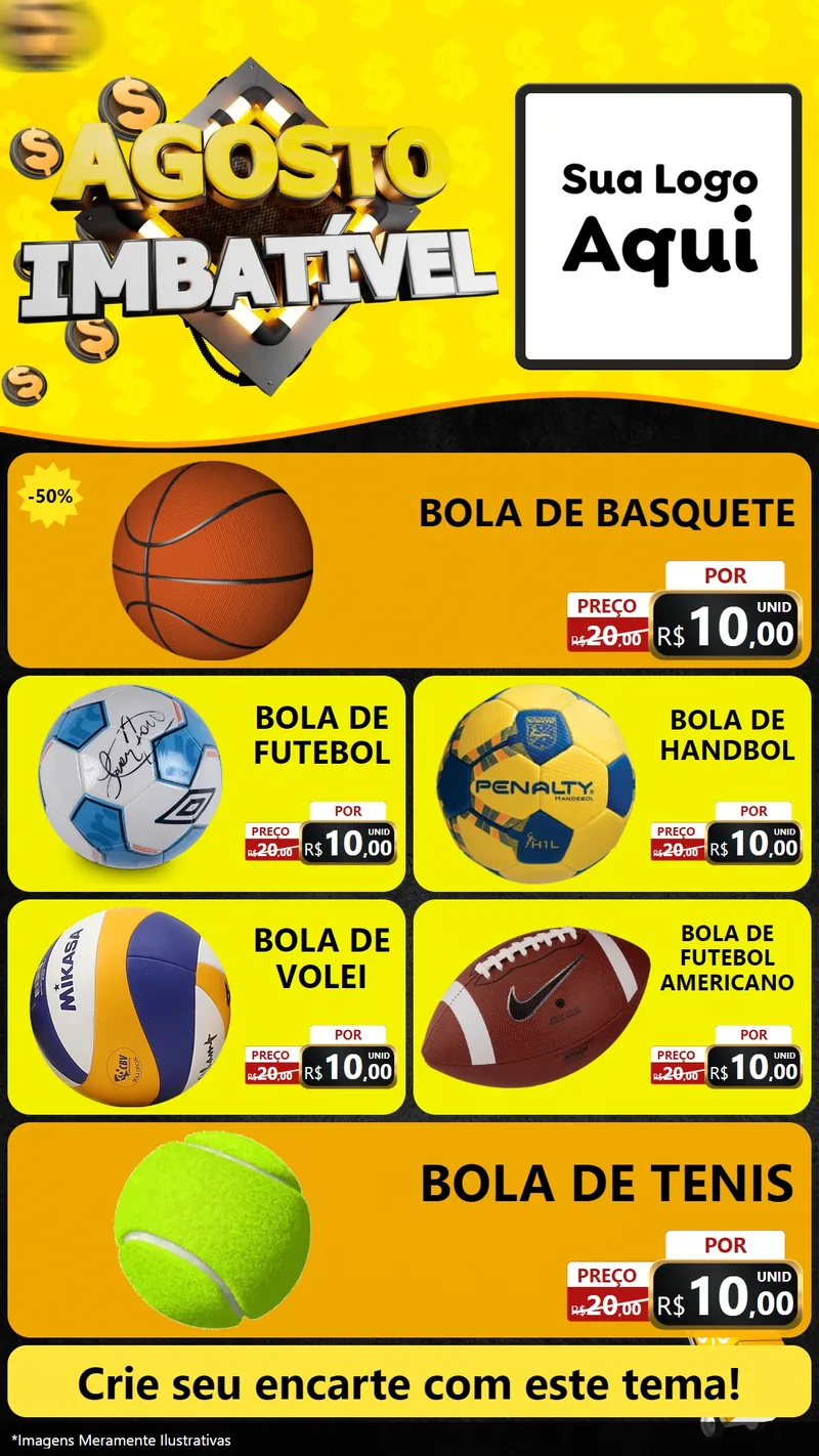 Modelo de TV para TV Vertical com o tema Agosto Imbatível para Artigos Esportivos