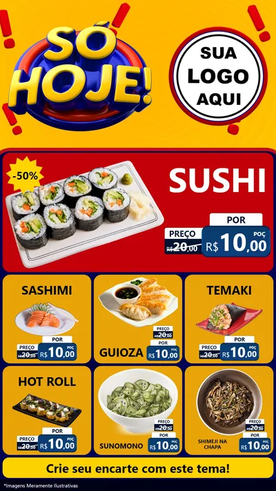 Modelo de Rede Social para Stories com o tema Só Hoje! para Comida japonesa