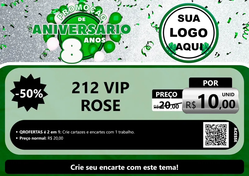 Modelo de Cartaz para Cartaz A4 Horizontal com o tema Promoção de Aniversário - 8 Anos para Perfumes