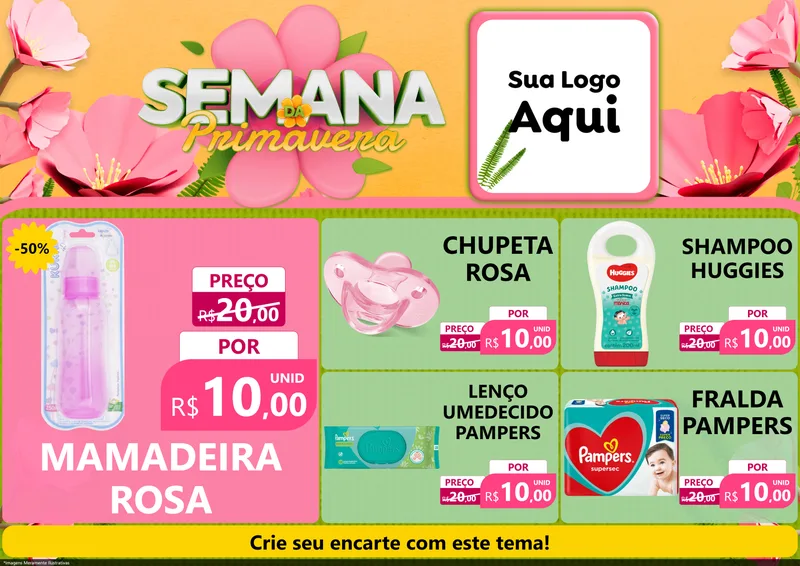 Modelo de Encarte para Encarte A4 Horizontal com o tema Semana da Primavera para Bebês