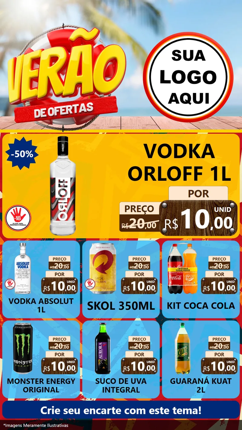 Modelo de Rede Social para Stories com o tema Verão de Ofertas para Distribuidora de bebidas