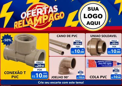 Modelo de Encarte para Encarte A4 Horizontal com o tema Ofertas Relâmpago para Tubos e conexões