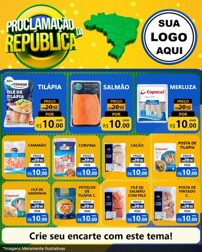 Modelo de Rede Social para Feed Instagram com o tema Proclamação da República para Peixaria