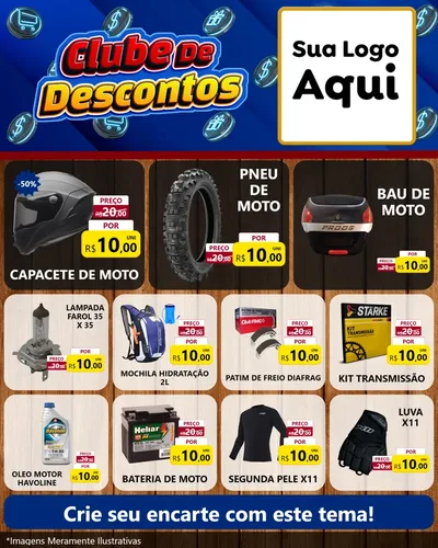 Modelo de Rede Social para Feed Instagram com o tema Clube de Descontos para Moto peças
