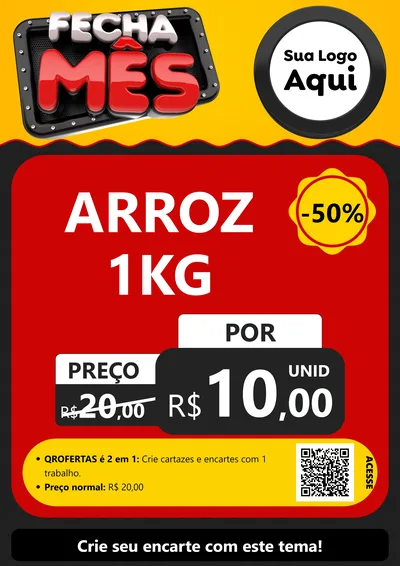 Modelo de Cartaz para Cartaz A4 Vertical com o tema Fecha Mês para Supermercado