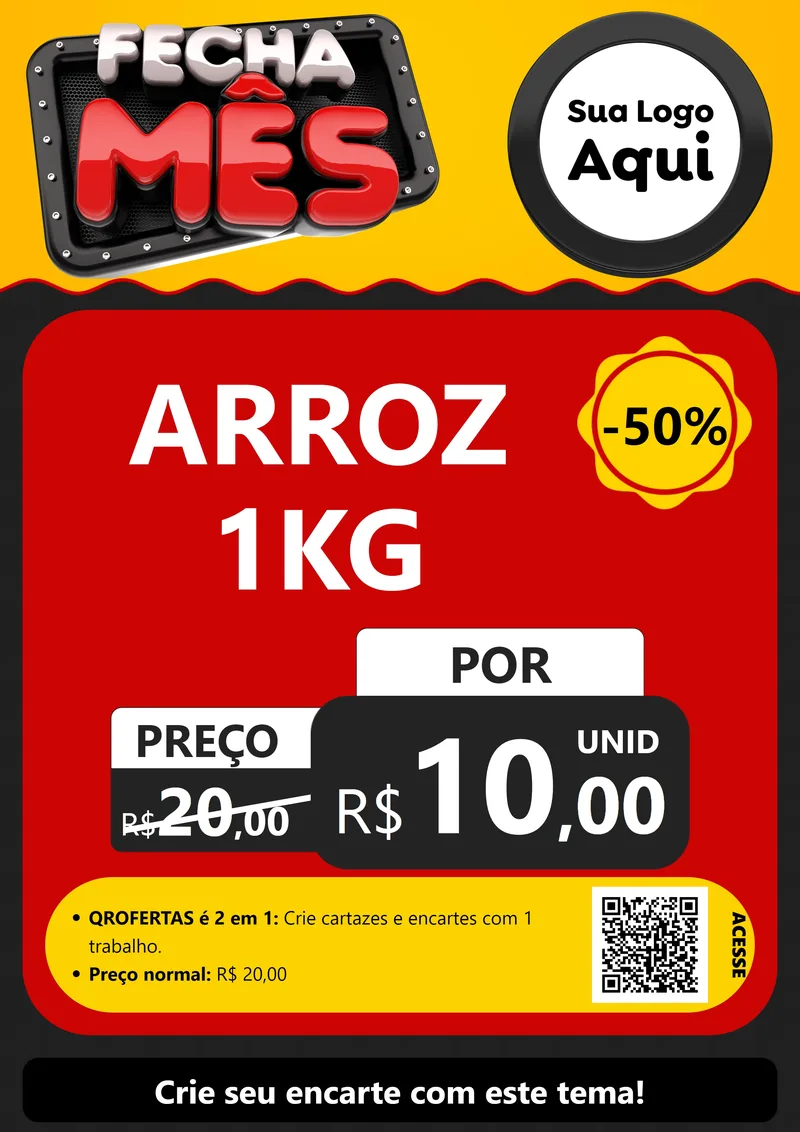 Modelo de Cartaz para Cartaz A4 Vertical com o tema Fecha Mês para Supermercado