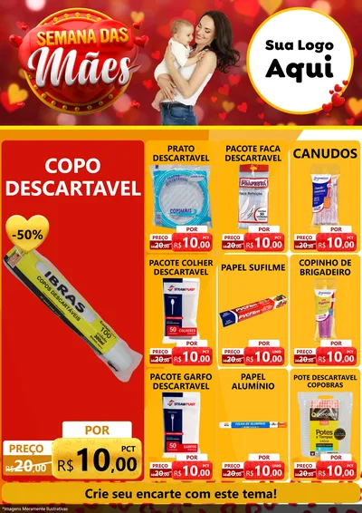 Modelo de Encarte para Encarte A4 Vertical com o tema Semana das Mães para Embalagens