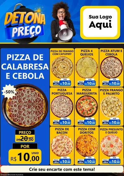 Modelo de Encarte para Encarte A4 Vertical com o tema Detona Preços para Pizzaria