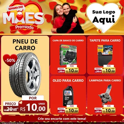 Modelo de Rede Social para Feed Facebook com o tema Semana das Mães Premiada para Auto peças