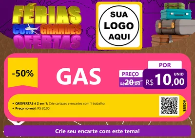 Modelo de Cartaz para Cartaz A4 Horizontal com o tema Férias com Grandes Ofertas para Água e gás