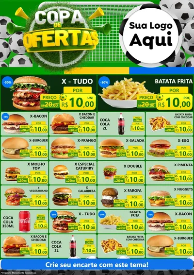 Modelo de Encarte para Encarte A4 Vertical com o tema Copa De Ofertas para Hamburgueria