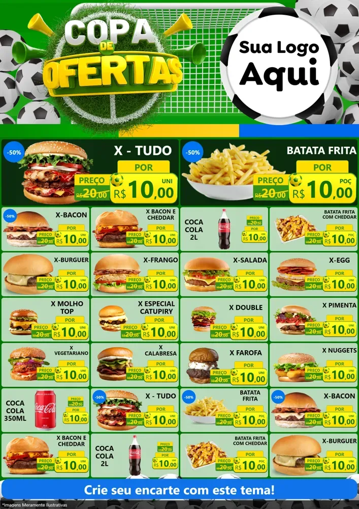 Modelo de Encarte para Encarte A4 Vertical com o tema Copa De Ofertas para Hamburgueria