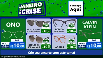 Modelo de TV para TV Horizontal com o tema Janeiro Sem Crise para Óticas