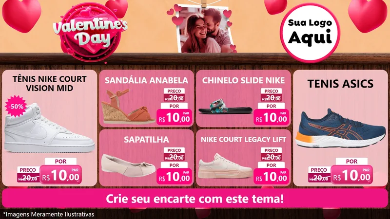 Modelo de TV para TV Horizontal com o tema Valentine's Day para Calçados