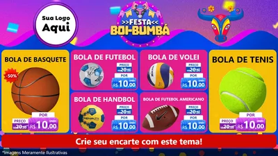 Modelo de TV para TV Horizontal com o tema Festa Boi-Bumbá para Artigos Esportivos