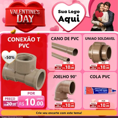 Modelo de Rede Social para Feed Facebook com o tema Valentine's Day para Tubos e conexões