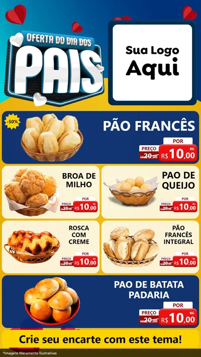Modelo de TV para TV Vertical com o tema Oferta Do Dia Dos Pais para Padaria