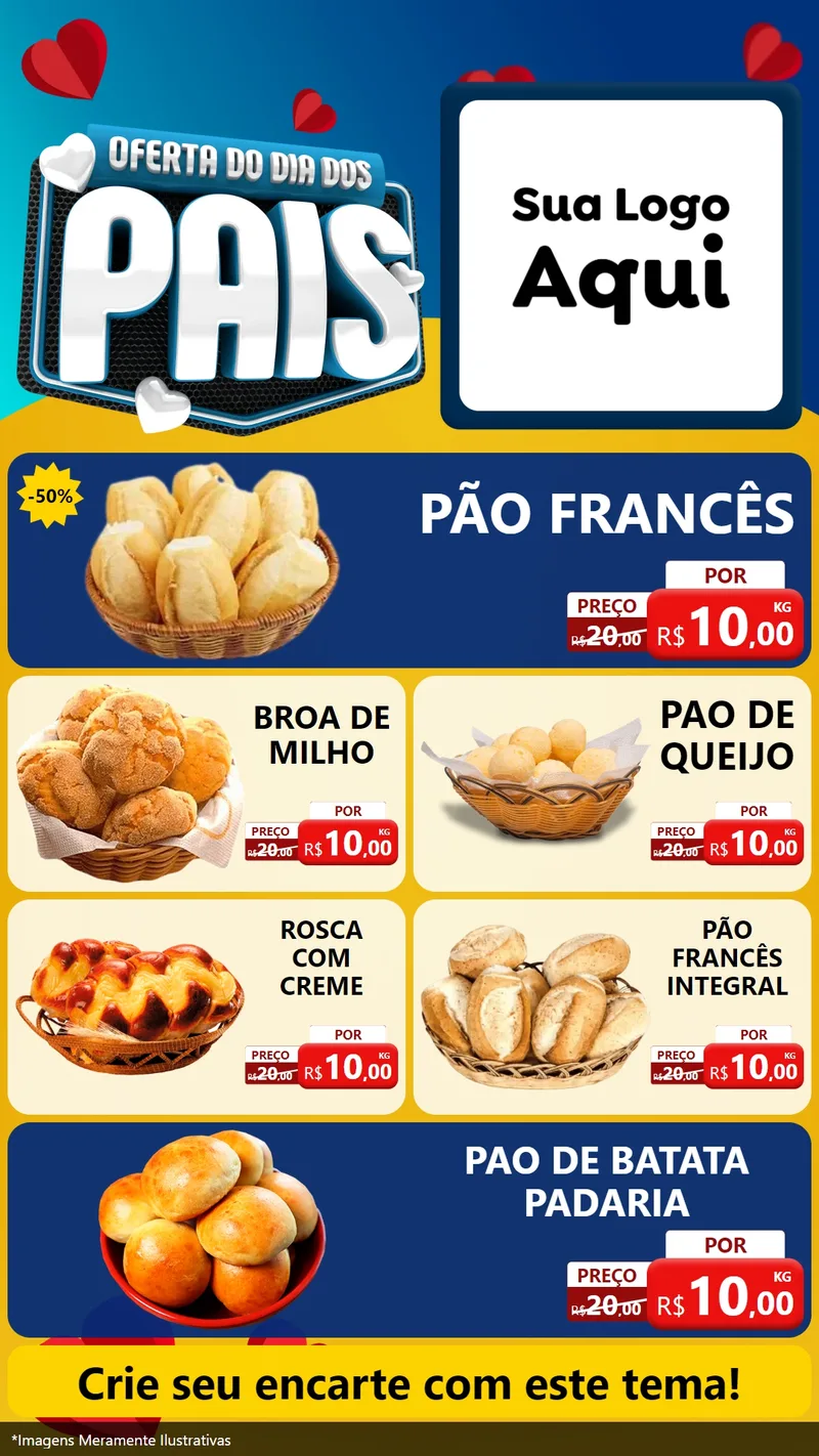 Modelo de TV para TV Vertical com o tema Oferta Do Dia Dos Pais para Padaria