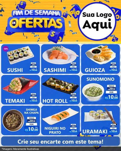 Modelo de Rede Social para Feed Instagram com o tema Fim de Semana de Ofertas para Comida japonesa