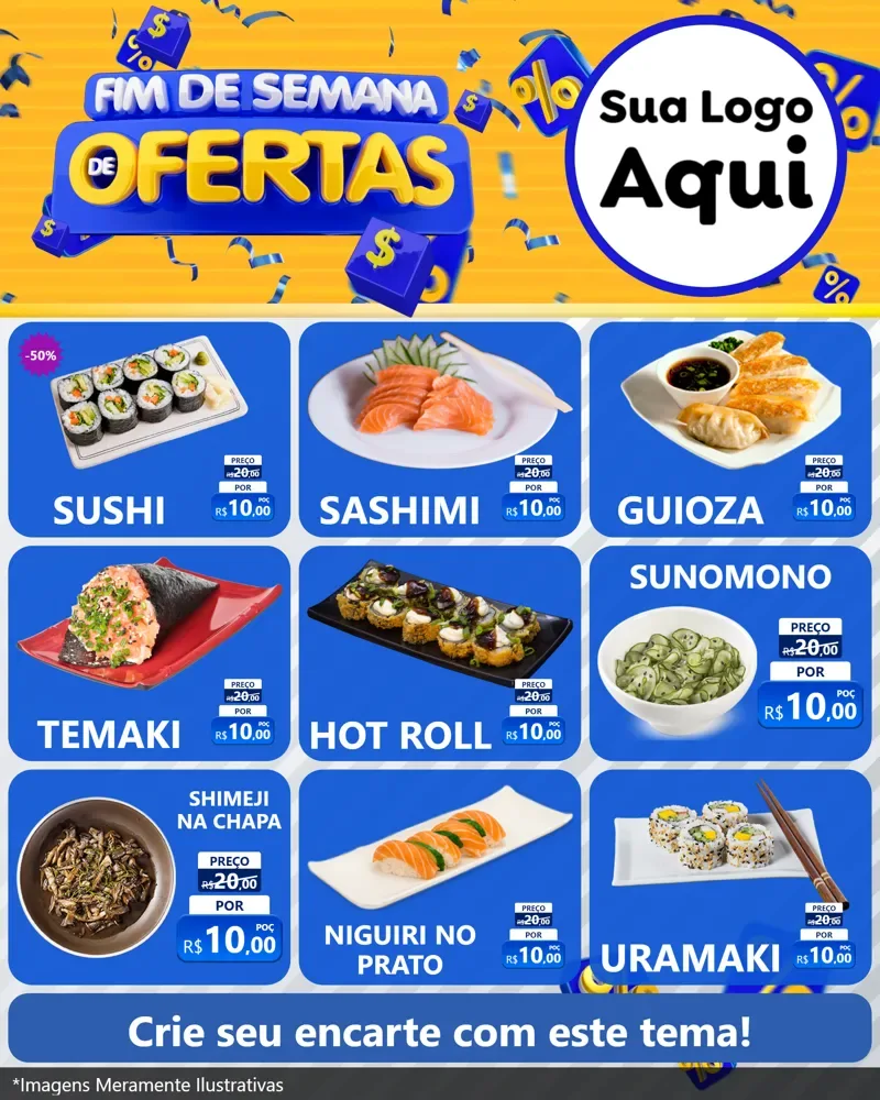 Modelo de Rede Social para Feed Instagram com o tema Fim de Semana de Ofertas para Comida japonesa
