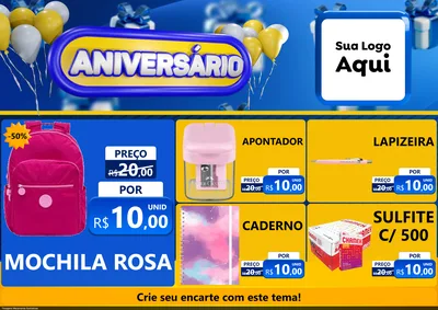 Modelo de Encarte para Encarte A4 Horizontal com o tema Aniversário para Papelaria
