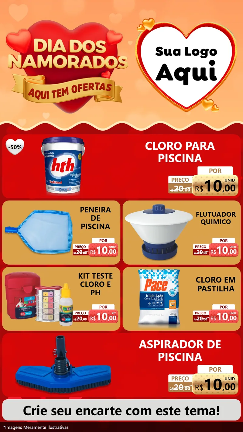 Modelo de TV para TV Vertical com o tema Dia dos Namorados - Aqui Tem Ofertas para Produtos para Piscina